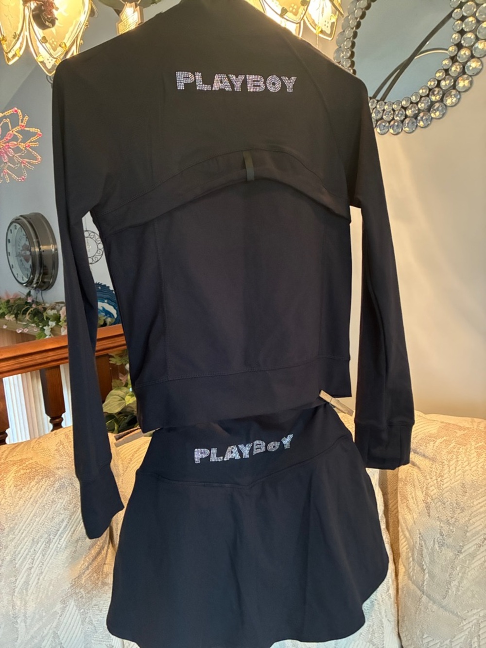 PLAYBOY Black Zip-Up Jacket & Skort
